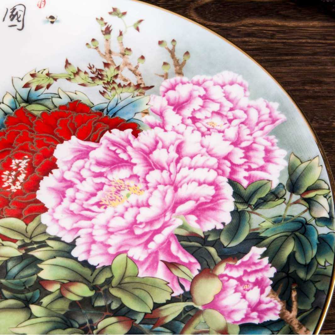 厂家16寸国色天香陶瓷坐盘中式景德镇陶瓷工艺盘家居客厅装饰盘,特色手工艺,其他特色工艺品,淘宝优惠券,粉丝福利购,淘宝优惠卷