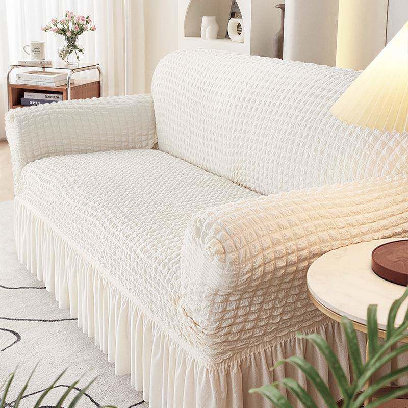 沙发套罩贵妃全包弹力套四季通用防猫抓懒人沙发罩笠泡泡纱裙摆款