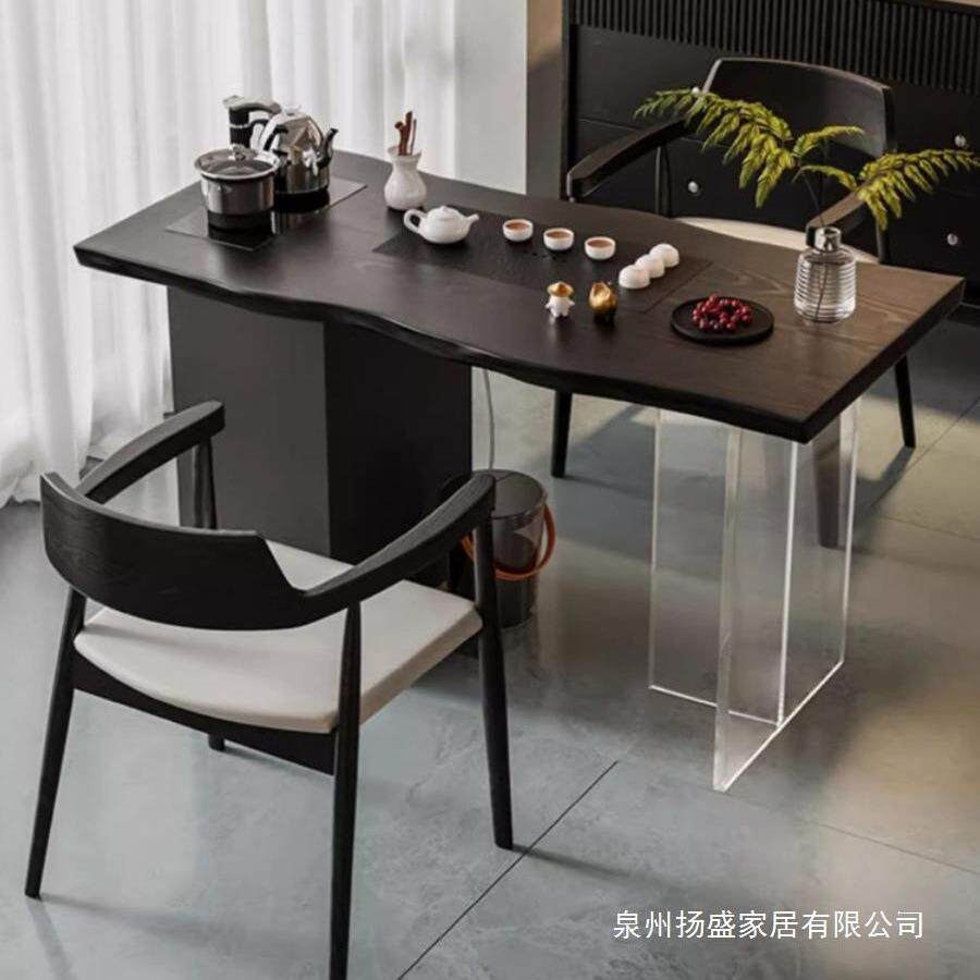 新中式实木泡茶桌椅 简约新款小型迷你原木茶桌 阳台休闲泡茶桌
