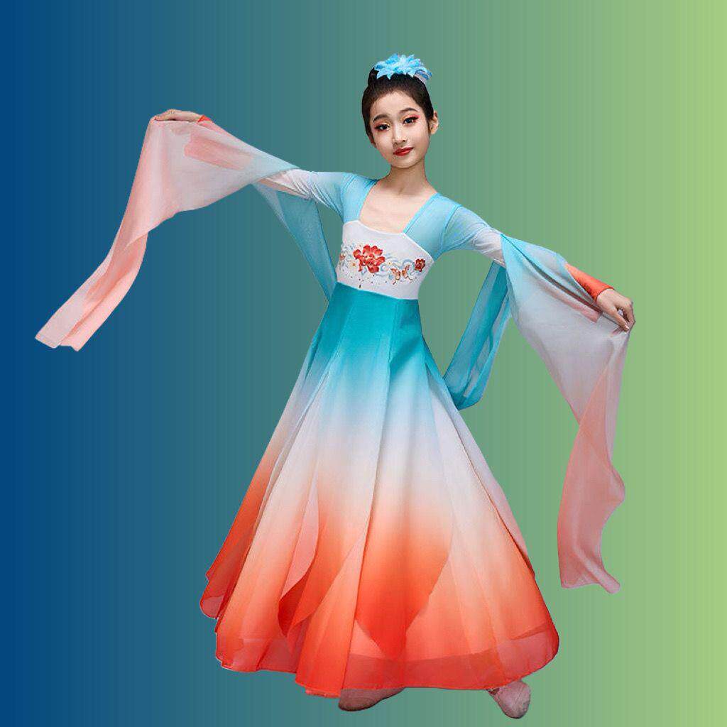 高档款新儿童古逸典舞蹈服长安万里国风飘仙气女童汉服三中国舞演