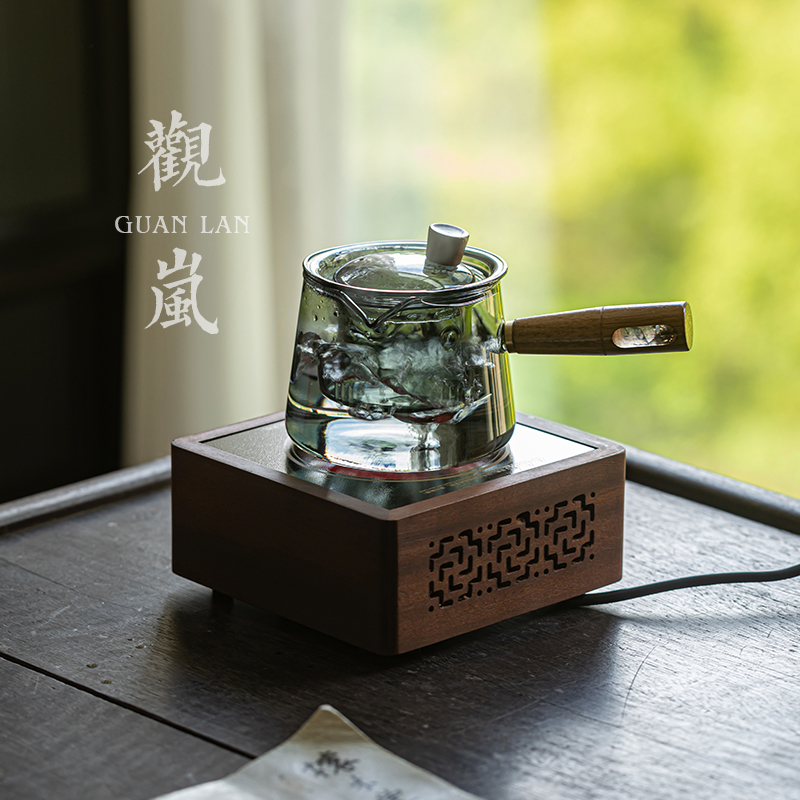 观岚玻璃煮茶壶电陶炉煮茶器办公室小型泡茶茶具套装老白茶煮茶炉