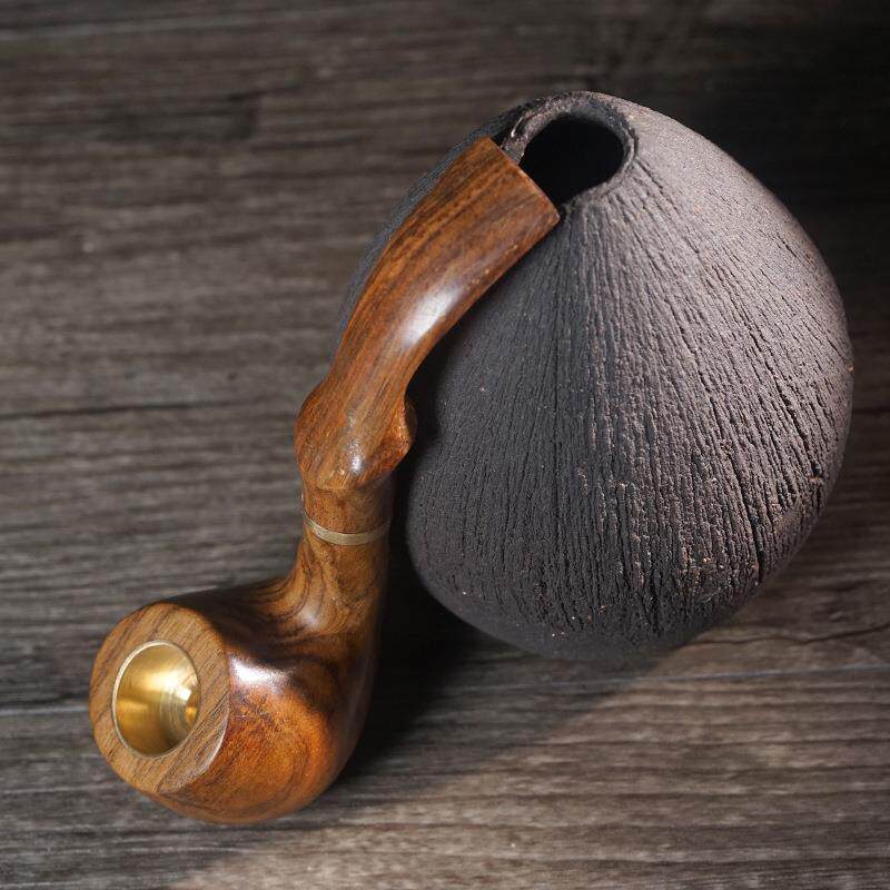 檀件木烟锅烟斗UMH实木传统老烟式嘴可清洗式过滤芯木工艺小礼雕