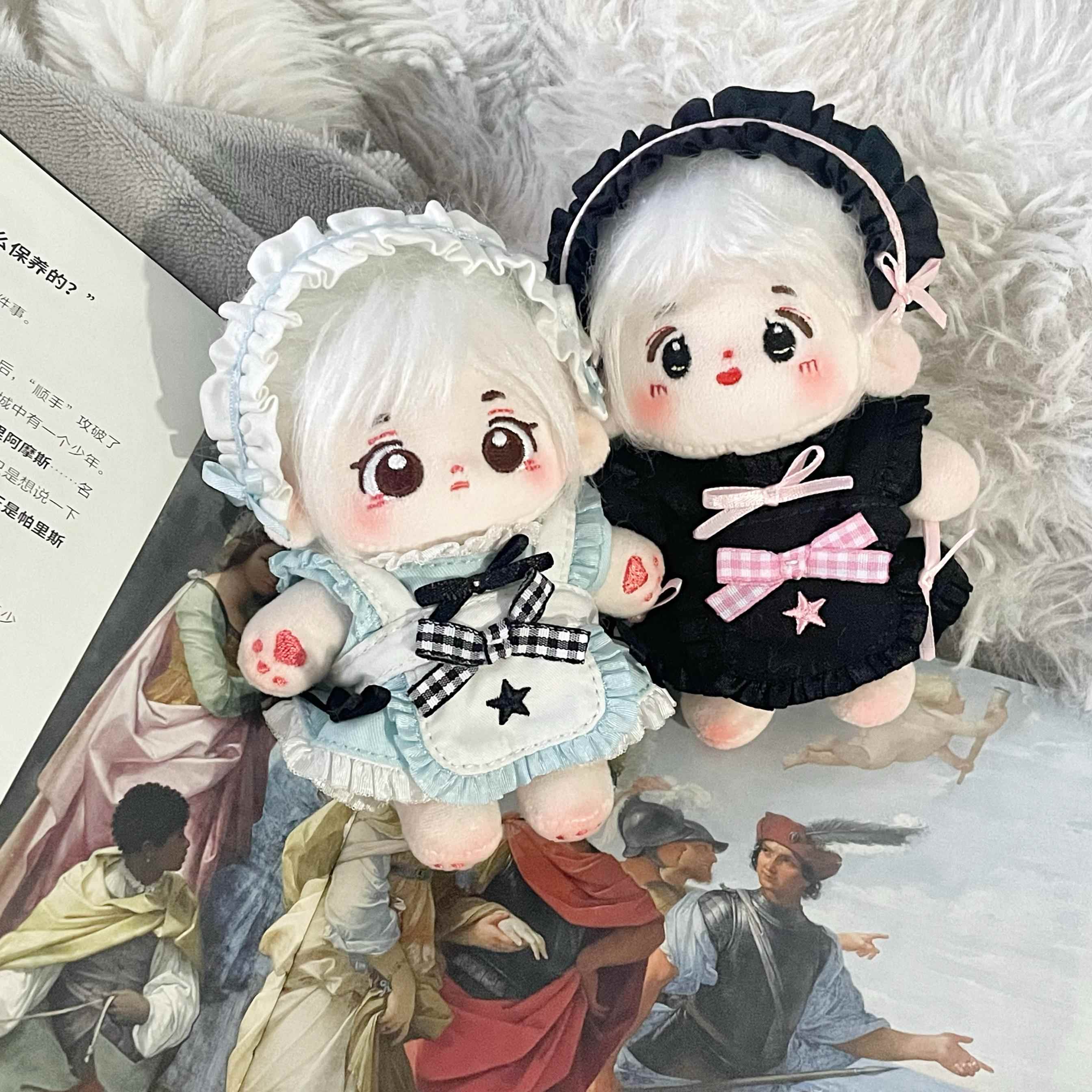 原创10cm娃衣女仆装棉花娃娃衣服可爱裙子换装玩偶服饰挂件包邮