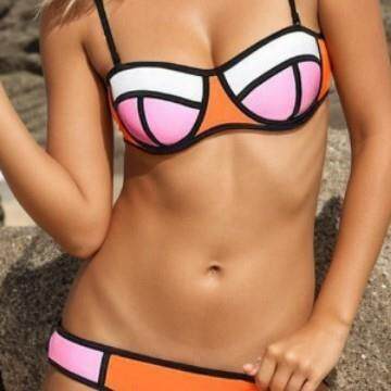 LikeMyChoice 2-Piece Color-Block Bikini Set 90s Retro Sporty
