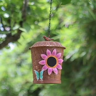 树脂鸟窝鸟屋鸟舍户外悬挂式庭院花园装饰喂鸟器摆件树脂工艺品