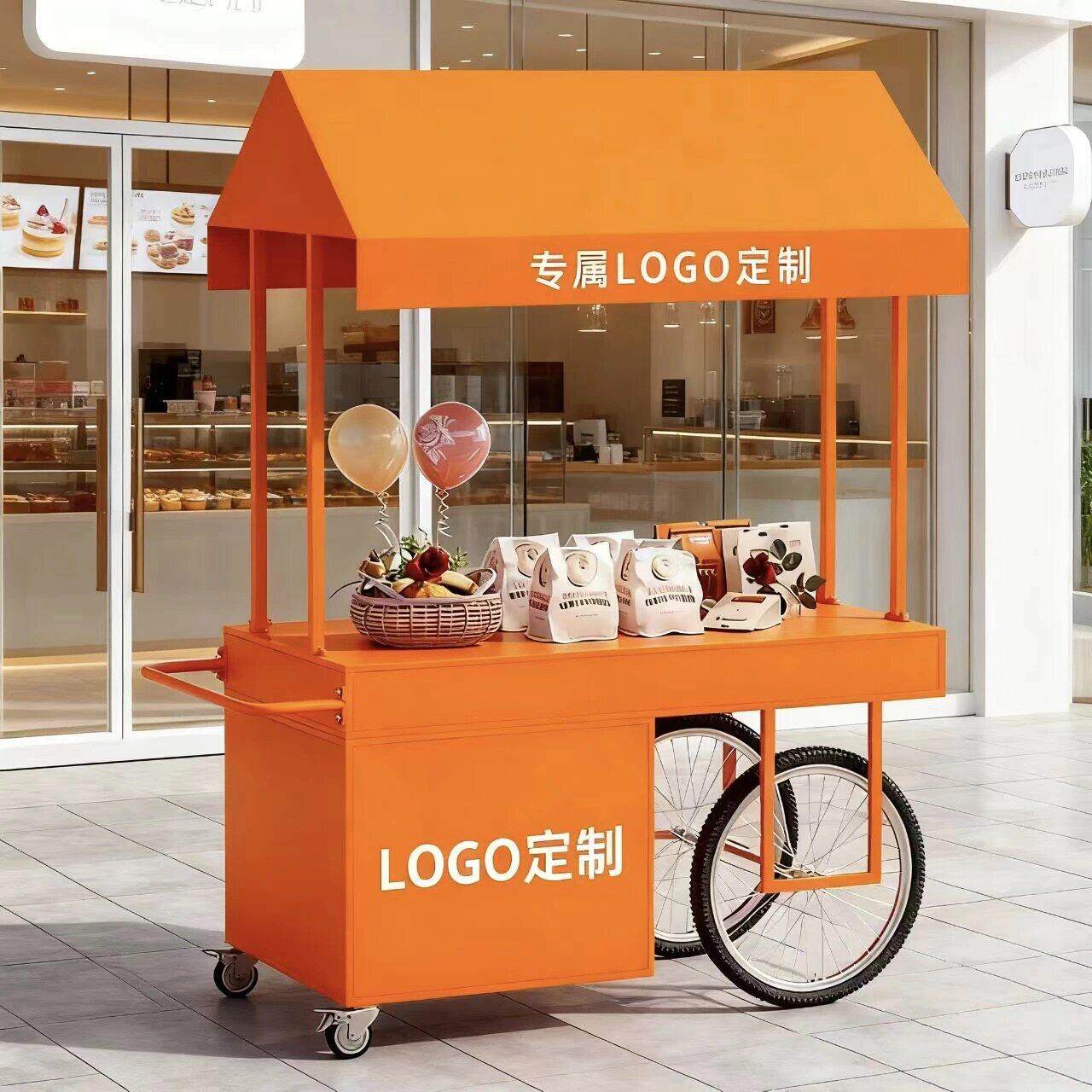 铁艺花车移动摆摊车商场门店活动促销车咖啡甜品试吃车超市摊位架