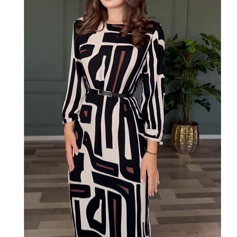 long temperament high-end geometric elegant dress pattern