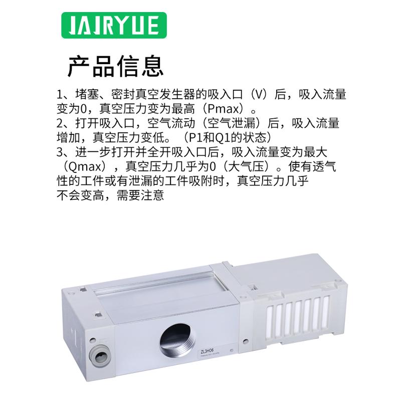 SMC型大吸力ZL3H06/04/ZL6M06-GN多级发生器大流量发生器真空泵