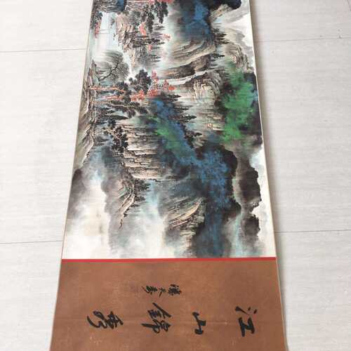 张大千江山锦绣厂家供应复古 横幅风景 中式古典客厅办公室装饰画