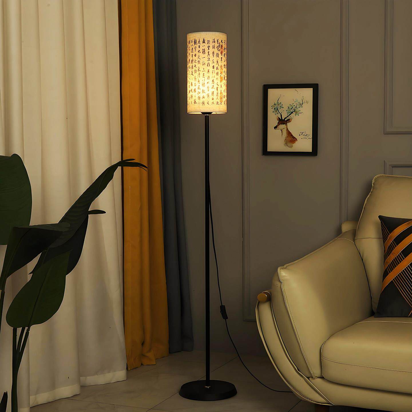 中式落地灯卧室床头台灯中古禅意覆古风客厅书法茶室摆件氛围装饰