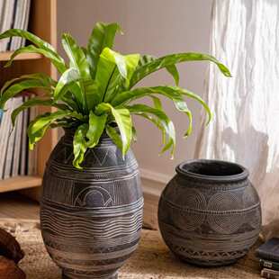 非洲艺术古罐花器水泥装饰花盆花瓶陶罐复古土培瓦罐民族风中