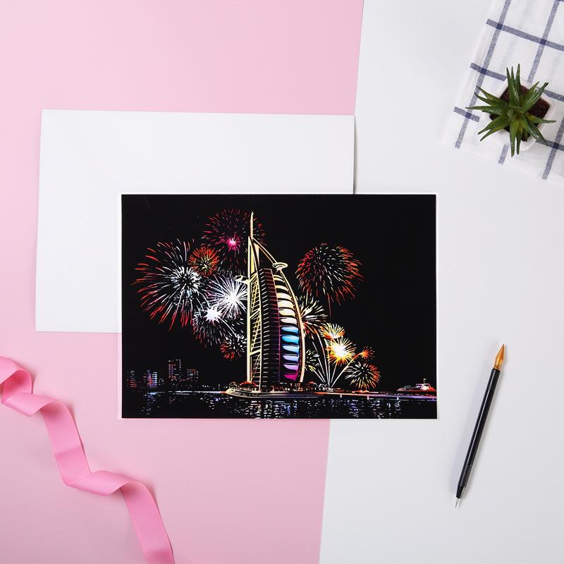 跃鹿YUELU炫彩旅行系列A4刮刮画城市夜景刮刮卡手工制作diy礼品