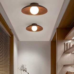 风灯吸顶灯灯寂复古阳台实木侘胡桃木中衣帽玄关间走廊古风灯过道