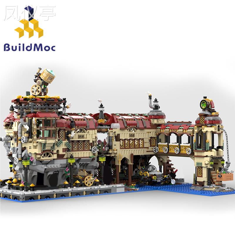 buildmoc跨境小颗粒MOC-121751新款蒸汽动力机少儿益智积木摆件