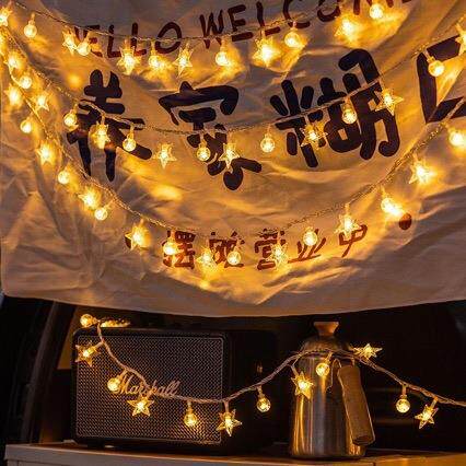 led小灯串摆摊灯夜市灯不插电小推车装饰墙面布置露营灯光氛围灯