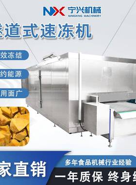 商用大型黄桃隧道式速冻机 大产量网带式草莓青豆玉米速冻流水线