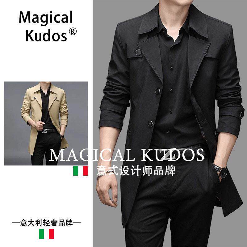 MAGICAL KUDOS风衣2026春秋中长款修身男士外套潮流青年休闲上衣