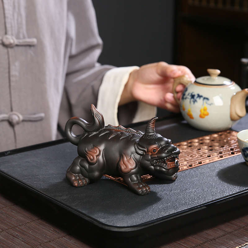 招财大号紫陶貔貅茶宠可养家居摆件茶玩茶桌茶台装饰茶具配件代发
