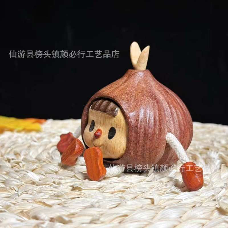 乌檀木大蒜多妹人可爱桌面摆件胜算在握水果山竹多妹算了吧装饰品