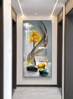 入户玄关装饰画竖版迎门墙走廊过道悬挂画现代客厅进门玄幻墙壁画
