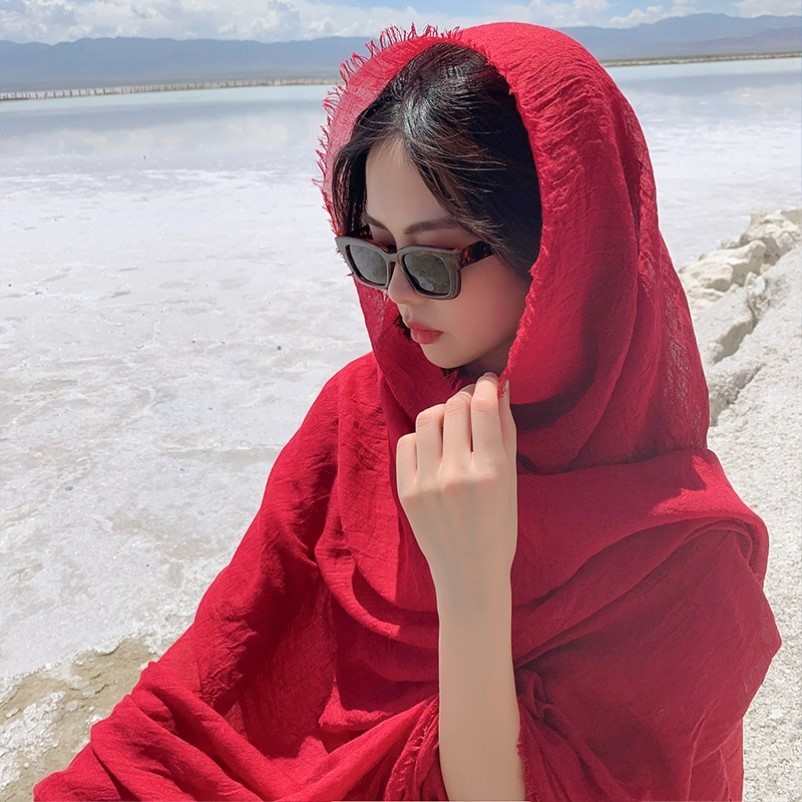 民族风棉麻围巾女士秋冬保暖长款丝巾2025夏季新款空调房外搭披肩