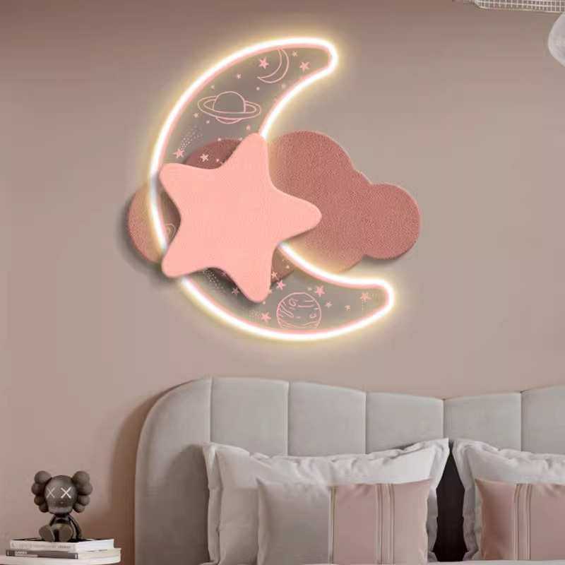 卧室沙发立体儿童画男孩房挂画女孩墙壁led背景星月客厅灯装饰画,家居饰品,现代装饰画,淘宝优惠券,粉丝福利购,淘宝优惠卷