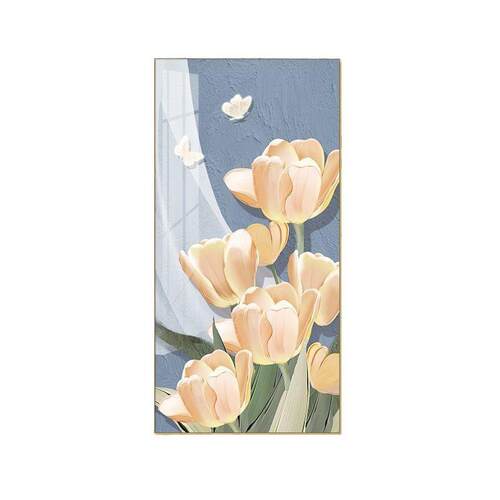 轻奢高级感玄关装饰画小清新花卉竖版壁画现代简约走廊过道挂画