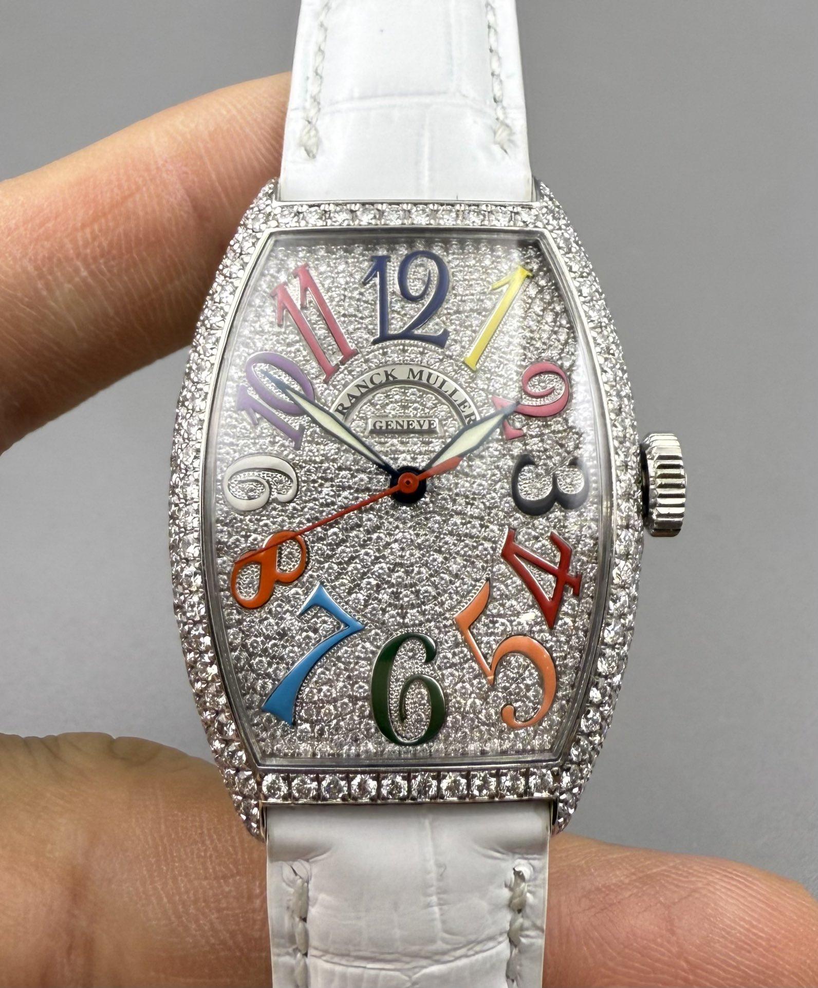 9.8新法兰克穆勒酒桶型18K白金原钻自动机械女士手表5850 SC D CD,手表,二奢手表,淘宝优惠券,粉丝福利购,淘宝优惠卷