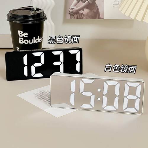 闹钟LE红D带夜光数字时钟网桌面起电桌子钟表学生床神器ins面摆件