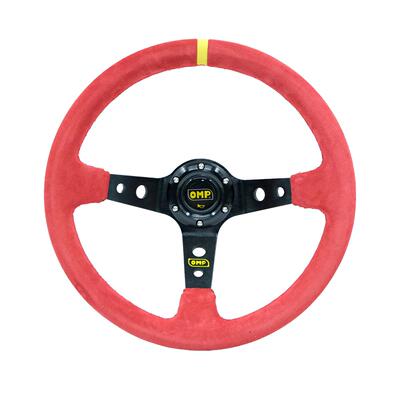 跨镜热销 14英寸OMP汽车改装快拆方向盘通用红绒深凹款赛车转向盘