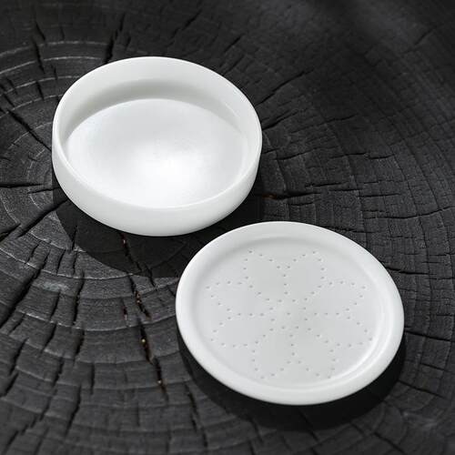 新中式素烧冰种羊脂玉壶承主人杯碟杯垫盛水陶瓷喝茶专用个人建水