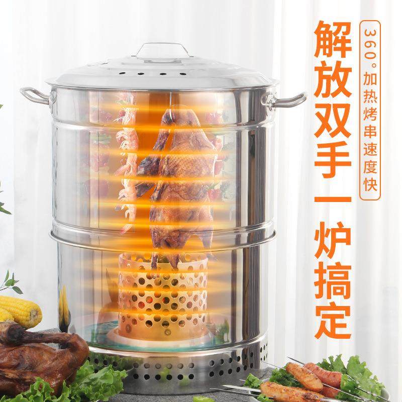 不锈钢吊炉无烟烤炉缸用OJC烧烤串焖烤肉烤炉烤鸡鸭鹅商羊腿吊挂