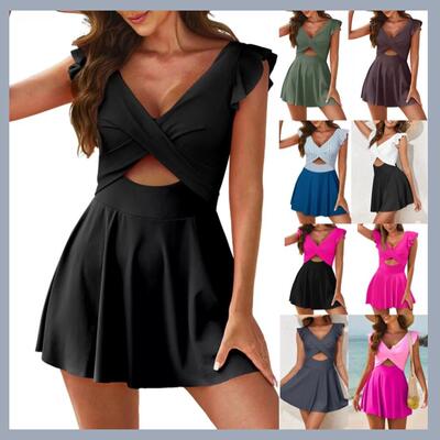 Womens Plus Size Swimsuit Tummy Control One Piece Swimdress