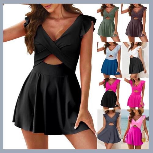 Womens Plus Size Swimsuit Tummy Control One Piece Swimdress