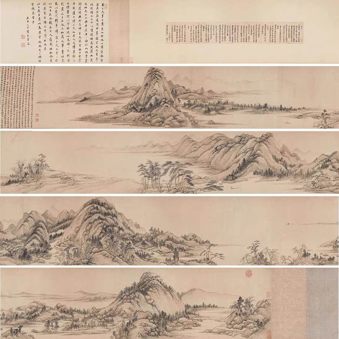 新中式制古典长腰线宋式美学条中风定ESH画古芯图库墙布壁画墙纸