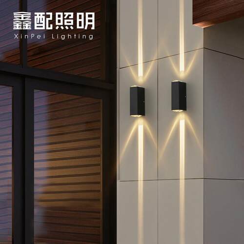 led壁灯户外双头一束光射灯室外外墙灯防水大门口家用楼梯墙壁灯