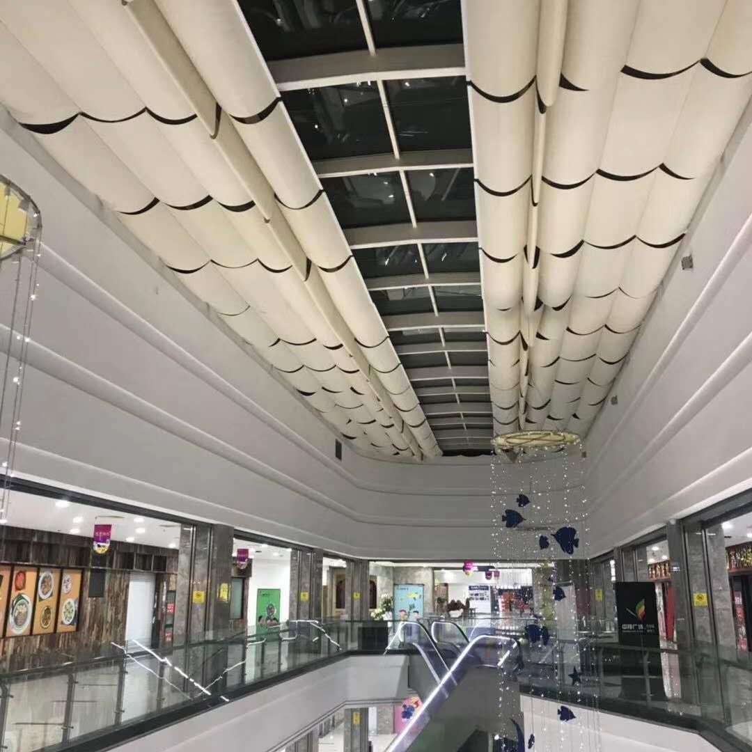阳光房顶棚轨道式电动遮阳帘厂房院子玻璃房悬空推拉蓬遮阳网厂家