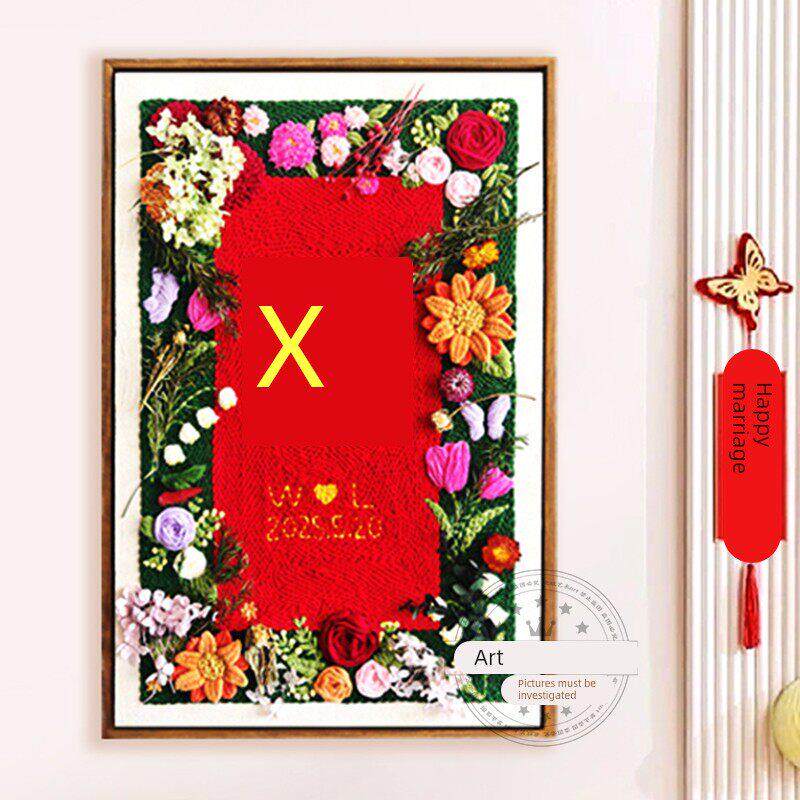 毛线戳戳绣手工diy材料包新婚喜字装饰挂画闺蜜结婚礼物送新人娘
