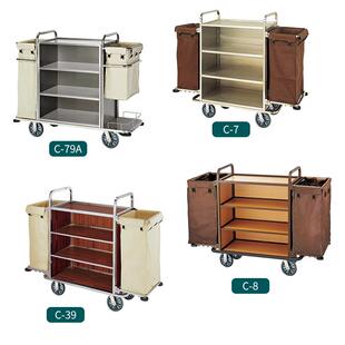 酒店宾旅馆烤漆客房布草车双边楼层清洁工作收集打扫手推服务车