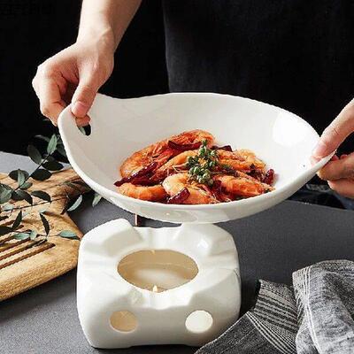 Creative White Ceramic Dinner Plate Heatable Chinese Style