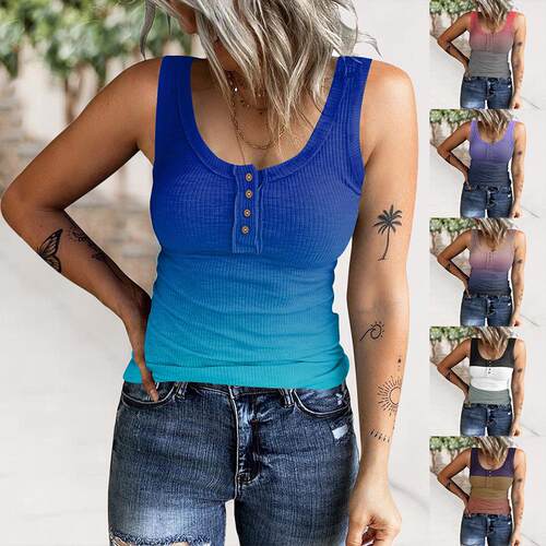 Women's gradient printed back shirt top