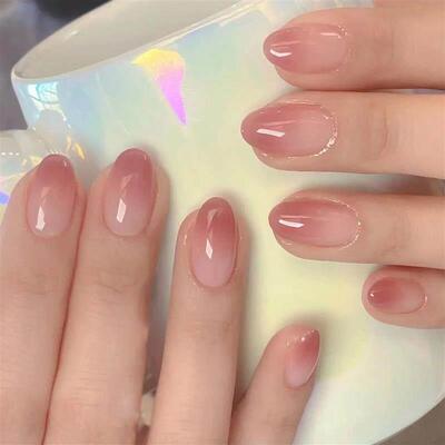 24pc wearable french gradient white orange nails set press o