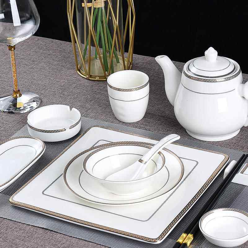 浮雕银边酒店碗碟套装餐桌摆盘四件套私人会所用位上摆台餐具陶瓷,餐饮具,盘,淘宝优惠券,粉丝福利购,淘宝优惠卷