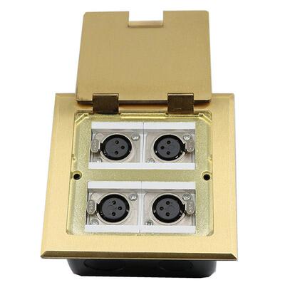 四位母卡农话筒音频地插大三芯欧姆头公卡隆镀金纯铜舞台地面插座