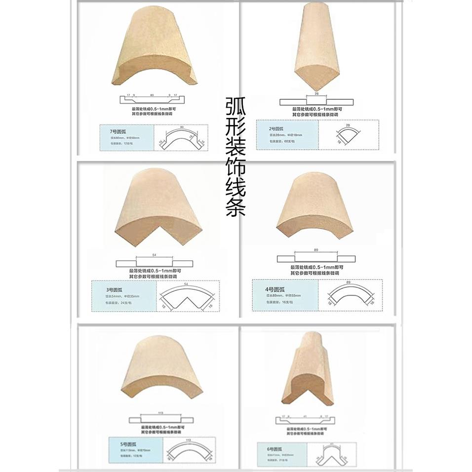 橱衣柜圆弧填充线条弧形收口木线门套弯曲装饰条免漆密度板包阳角
