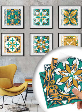 可移除欧式浴室防水装饰墙纸自粘3d立体墙贴免胶创意绿色花纹HT32