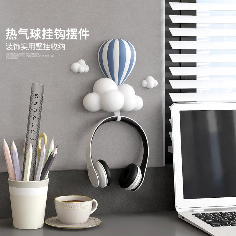 创意热气球墙户面装饰钩客孔厅玄关卧室房间衣帽钩入ys78457免挂