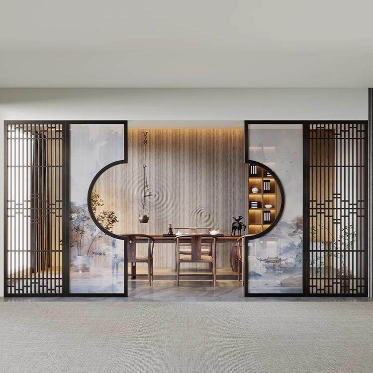 中式风屏隔断客厅现代简约餐新厅入玄关户镂空格FVG005栅遮挡