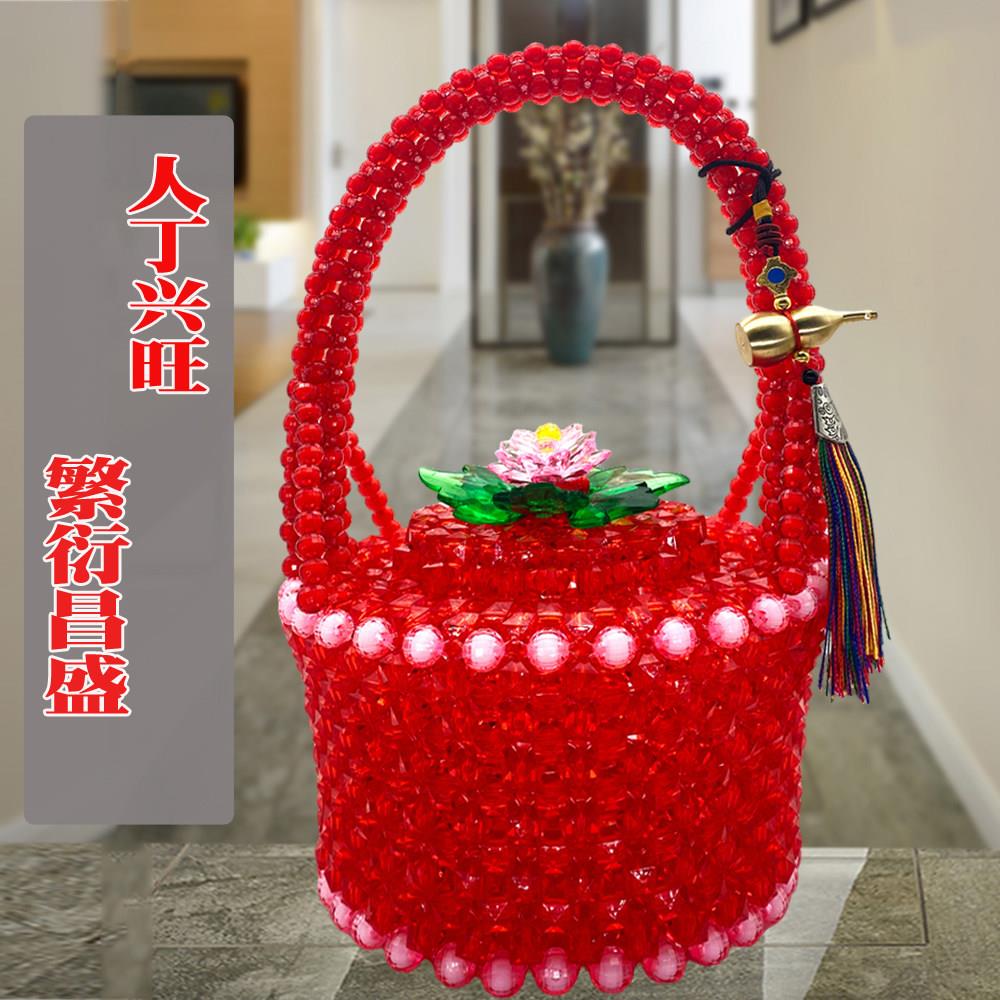 手工串珠送子小花篮家居装饰摆件客厅收纳结婚送礼编织礼物成品