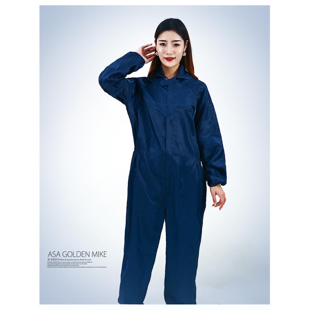 高档防电衣服无尘服女静车间色工作服大褂蓝色白防护服连体全电身